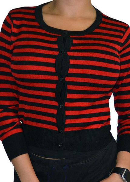 Red and black hot sale striped cardigan