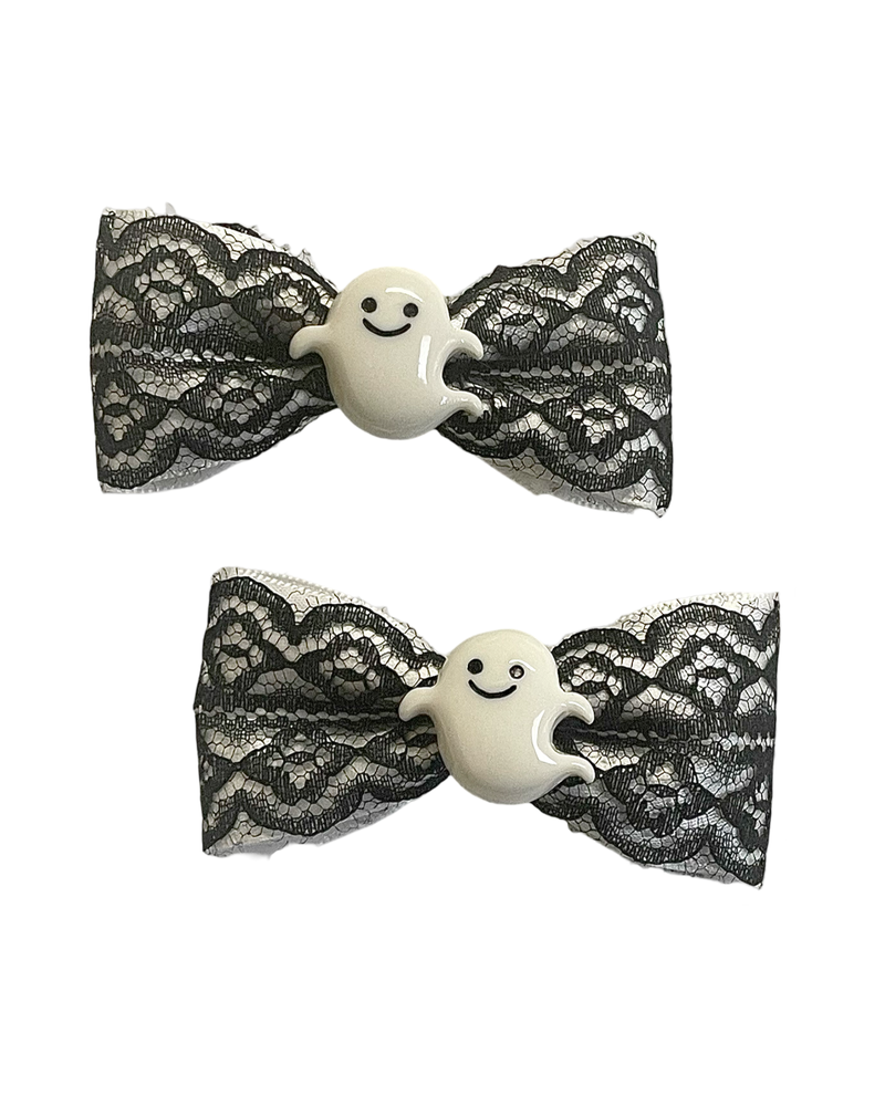 Boo ghost hair bow clips by pinky star