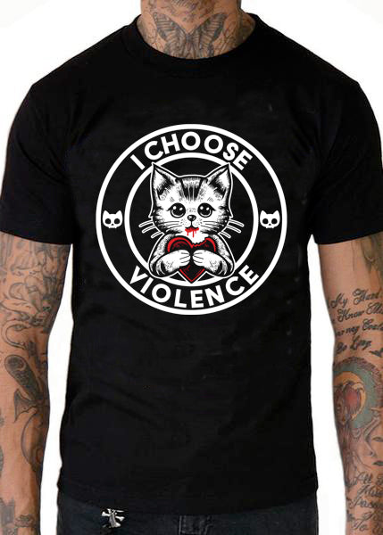 I choose violence men's kitty cat tee by pinky star