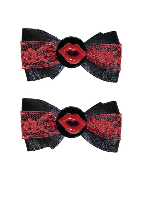 black and red lace bows lips - pinky star