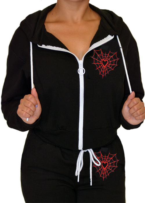heart web tattoo zip up hoodie - pinky star