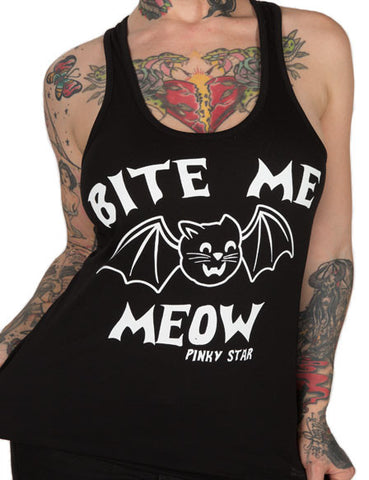 【threetimes】Meow tank top Meow Cat Print Casual Tank Top