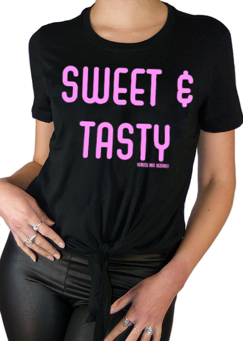 Sweet And Tasty Tie Cropped Tee - Pinky Star